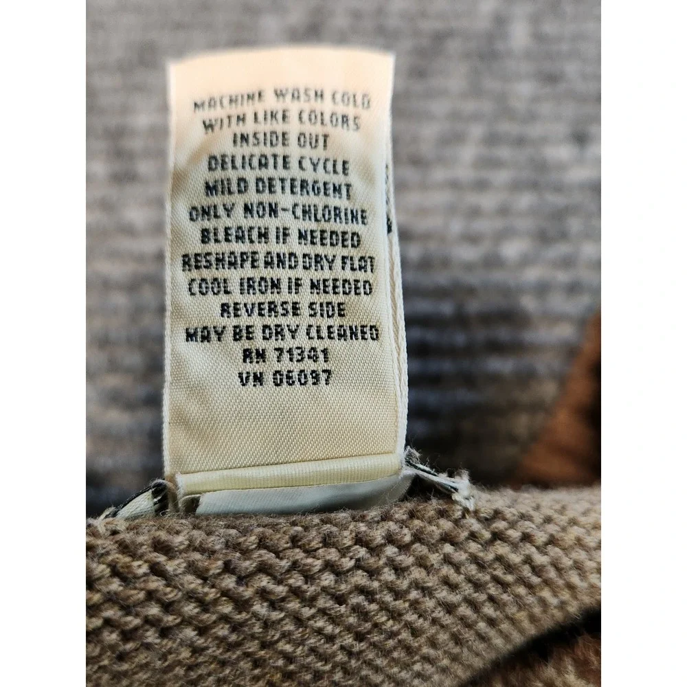 LL Bean Mens V-Neck Sweater Vest Tan Brown 100% Cotton Knit Large L-REG 0FW80 - Picture 5 of 6